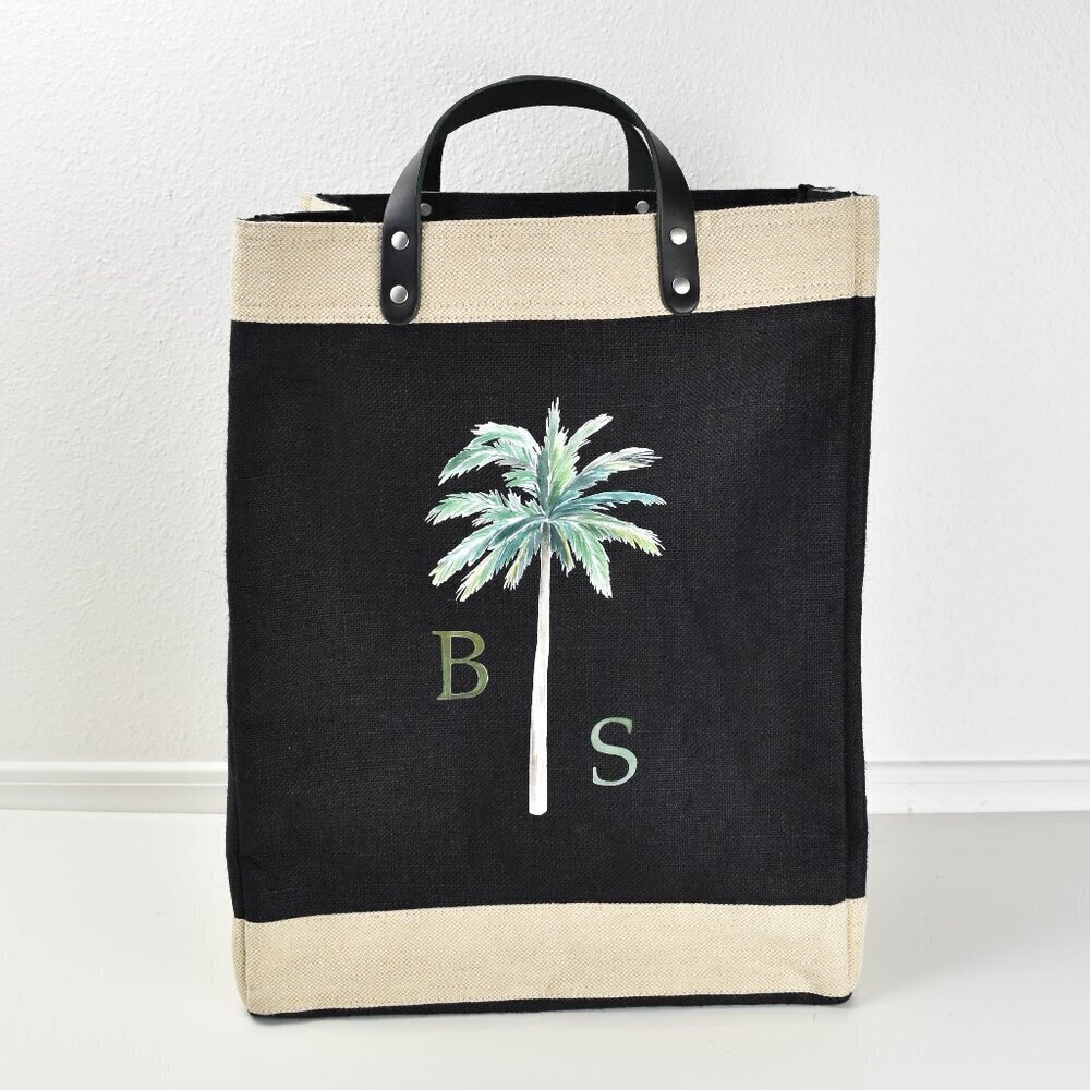 Apolis Market Bag Black Palm Tree BS Tote Bag - Picture 2 of 12